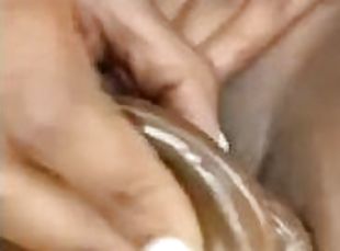 Juicy Ebony Playing With Wet Pussy ???? With Huge Dildo