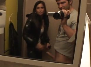 Anal sex in the toilet with young brunette Nessa Devil