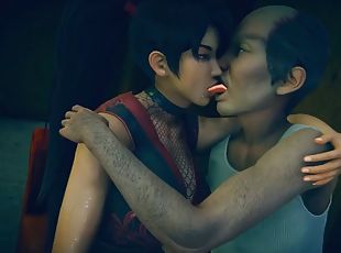 Momiji sucking the homeless peoples tongue and ass