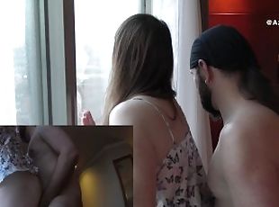 A room with a view while her cuck hubby films