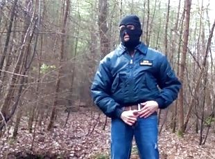 The gangster wanker alone in the forest!
