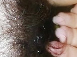 Thick hairy bush in the water. Hairy pussy fetish