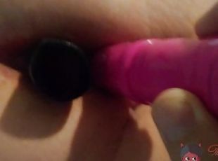 Partner plays with me, pounds me and makes me cum with DP Toys