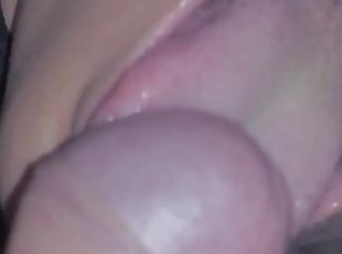She feels my fresh cum slowly running into her mouth