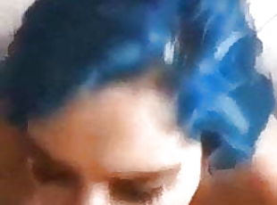 Blue Hair Pierced nipples 