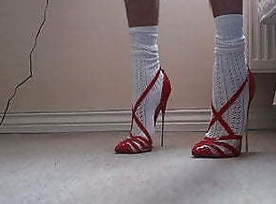 New Red High Heels with Cross Strap 