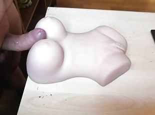 Latex torso fucking, big cock creampie