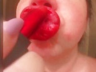 Red lip close up