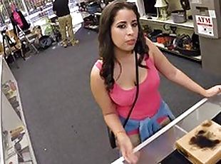 Busty bitch pawns her pussy for some cash