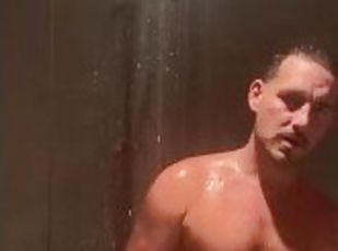 Derek Allen in the shower stroking