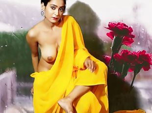 Luscious Yellow Saree - Solo Tease