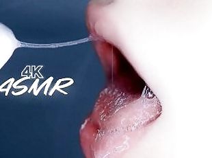 ASMR -  DOUBLE WET LICKING  PASSIONATE EARS EATING, SALIVA CLOSE UP + FEET