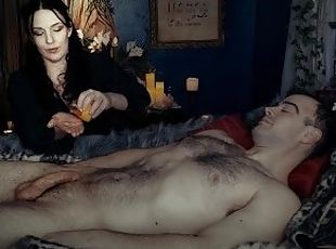 Goth MILF SPOILED Husband Handjob With Candle Wax Relaxing ASMR