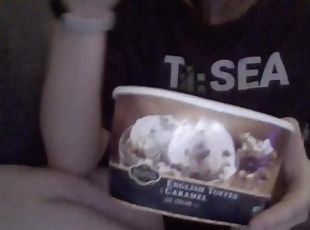 Just eating ice cream cause I'm sad af and it tastes good