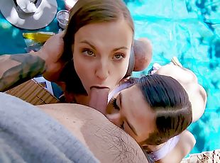 Nude POV porn in outdoor for two thin dolls in their 20s