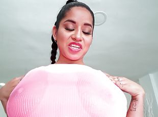 Latina with curvy ass and huge tits, restless home porn on cam