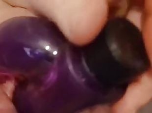 Close up filling myself with my toy until wet an creamy