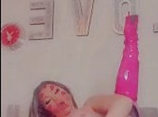 Latex pink thing high boots hot slut making your dick explode