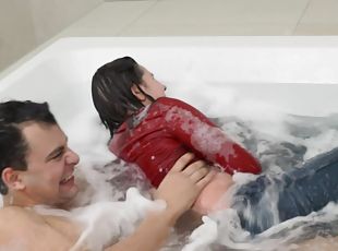 Aroused female fucked in the tub for a wild amateur shag