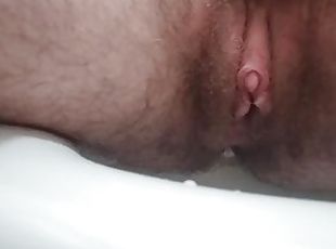 A nice quick piss with a partially hard clit