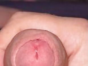 Playing with my uncut red haired cock with foreskin play and edging till I cum.