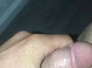 Closeup soft cock play with oil