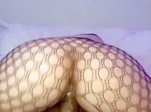 Riding my 12 inch BB Dildo in Fishnets- Follow my OF to chat @creamyybabyyy