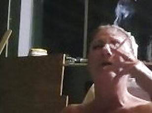 Topless American Milf Smoking