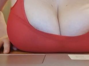 POV you are watching me play with my massive titties while working